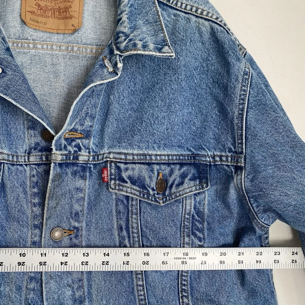 Vintage Levis Jean Trucker Jacket Men XL Made in USA 70508-7112 Y2K Blue Denim